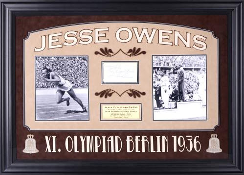 esse Owens Deluxe Horizontal Framed Collectible With 2.5" X 3.5" Autographed Cut 